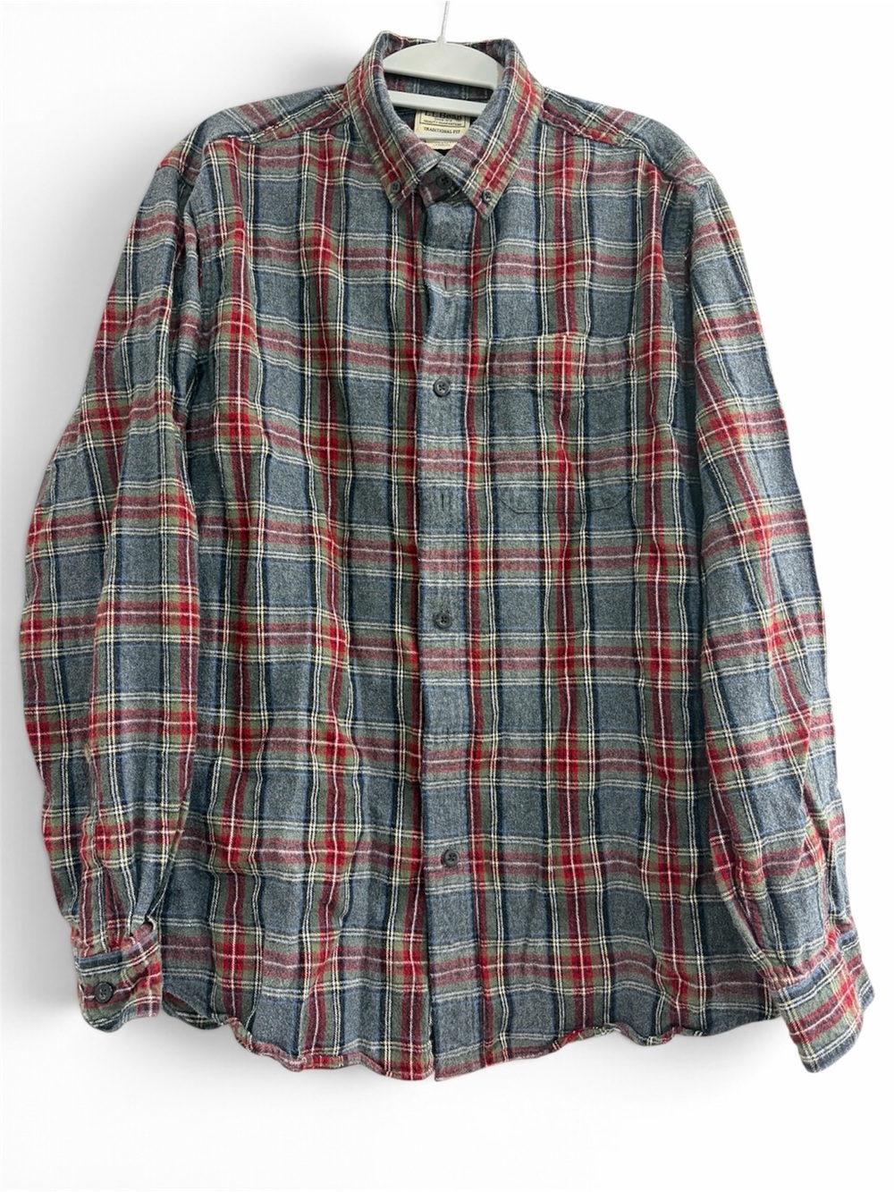 L.L.Bean Men’s Plaid Flannel Shirt grey medium